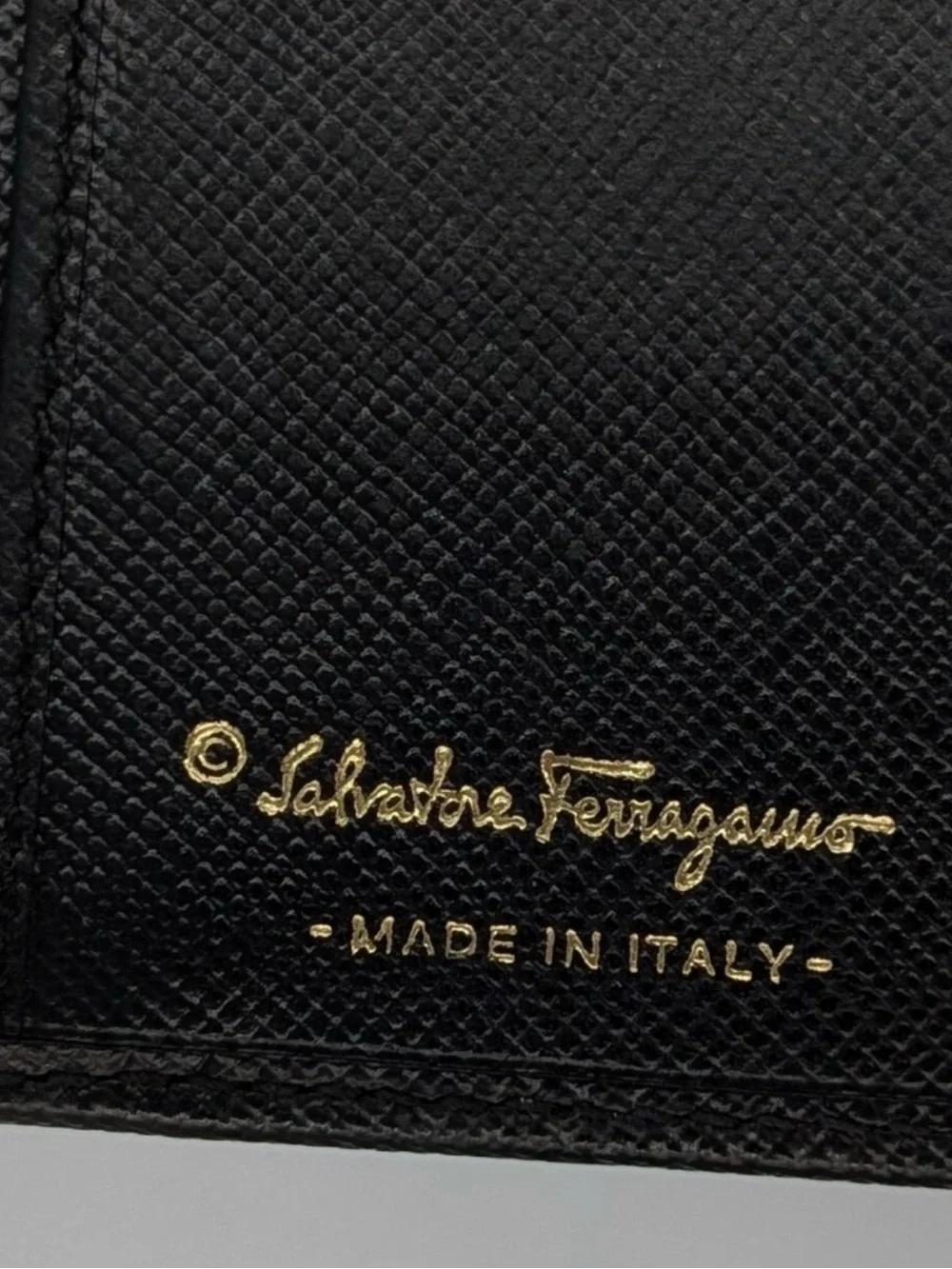 Salvatore Ferragamo  Black Women's Leather Wallet with Gold Accent